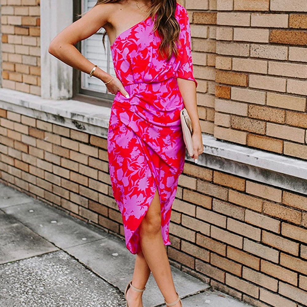 Pink One Shoulder Dress